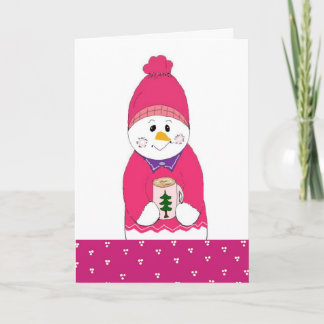 Cartão De Festividades Boneco de Neve Cor-de-Rosa Congelado com Chocolate