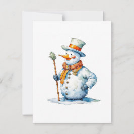 Cartão De Festividades Boneco de Neve D - Aquarelas