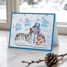 Cartão De Festividades Boneco de Neve | Deixe que Neve Carta de Natal