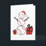 Cartão De Festividades Boneco de neve do basebol do Natal engraçado<br><div class="desc">T SUPERIOR do Natal</div>