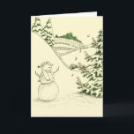 Cartão De Festividades Boneco de neve e pássaros<br><div class="desc">Imagine um boneco de neve conduzir um coro dos pássaros na canção de natal "alegria do Natal ao mundo."</div>