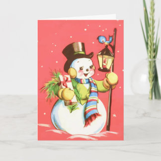 Cartão De Festividades Boneco de neve feliz