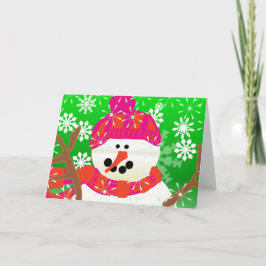 Cartão De Festividades Boneco de neve feliz