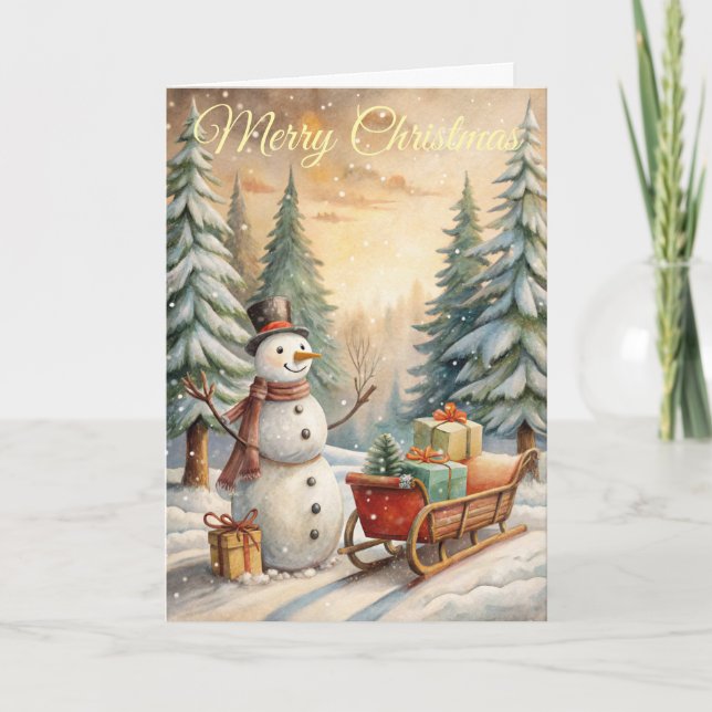 Cartão De Festividades Boneco de Neve Fofo (Frente)