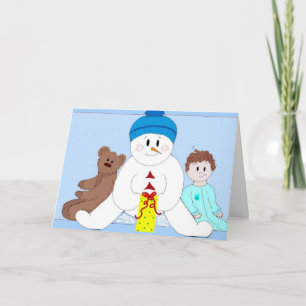 Cartão De Festividades Boneco de Neve Gigante e Amigos