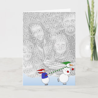 Cartão De Festividades Bonecos de neve de patinagem 2
