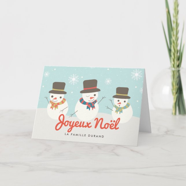 Cartão De Festividades Bonhomme De Neige Carte de Noël (Frente)