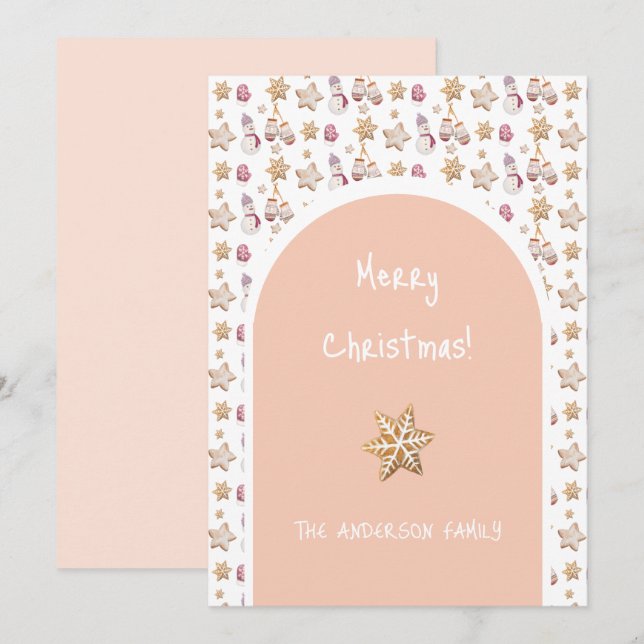 Cartão De Festividades Bonita Aquarela Inverno Brilhante Cookies Snowman (Frente/Verso)