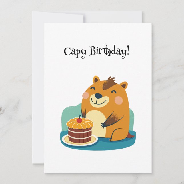 Cartão De Festividades Bonita Capybara Cake Birthday Pun Funny (Frente)