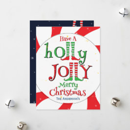 Cartão De Festividades Bonita Diversão Festiva Holly Jolly Feliz Elf de N