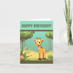 Cartão De Festividades Bonita Namorada Girafa Pixel Art