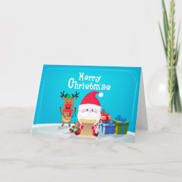 Cartão De Festividades Bonita Papais noeis de Natal Reindeer Personalizad