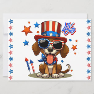 Cartão De Festividades Bonita, patriótica 4 de julho de cachorro/cachorri