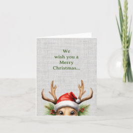 Cartão De Festividades Bonita "Peeking Engraçado Reindeer" de Natal