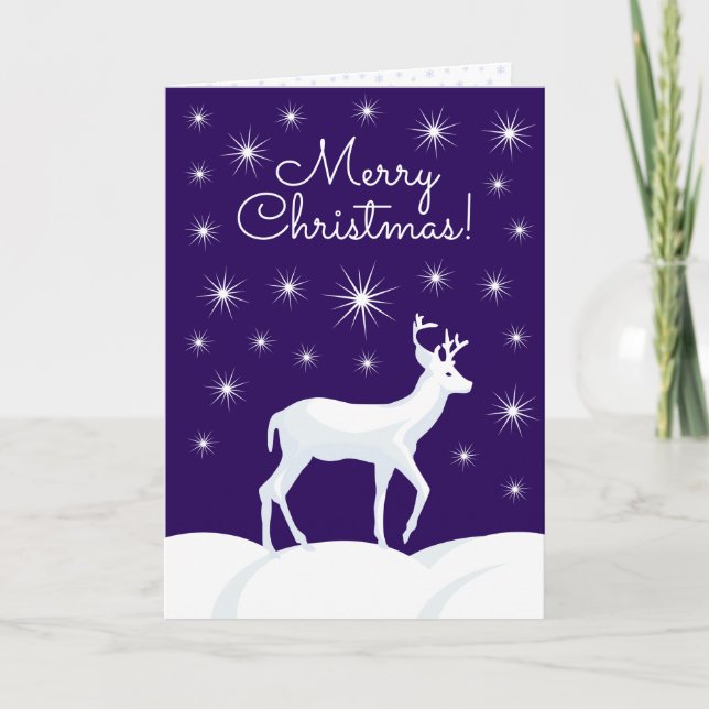 Cartão De Festividades Bonita Reindeer de Natal - Estrela Noturna de Neve (Frente)