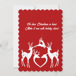 Cartão De Festividades Bonita Reindeer de Natal Papais noeis Brancos Auxi