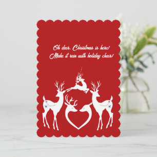 Cartão De Festividades Bonita Reindeer de Natal Papais noeis Brancos Auxi