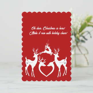 Cartão De Festividades Bonita Reindeer de Natal Papais noeis Brancos Auxi