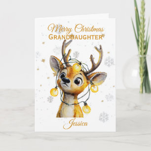 Cartão De Festividades Bonita Reindeer E Luzes Namorada Natal
