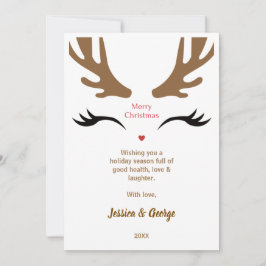 Cartão De Festividades Bonita Reindeer Face Moderna Feliz Natal