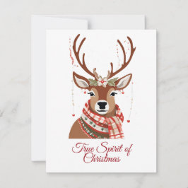 Cartão De Festividades Bonita Reindeer Holiday Verdadeiro Espírito de Nat
