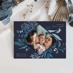 Cartão De Festividades Bonita Watercolor Botanical Hanukkah Photo