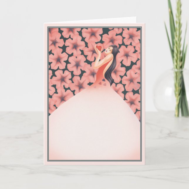 Cartão De Festividades Bonito a rosa © (Frente)