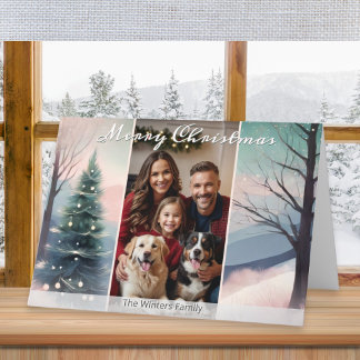 Cartão De Festividades Bonito Cena de inverno Elegante Watercolor 1 Foto