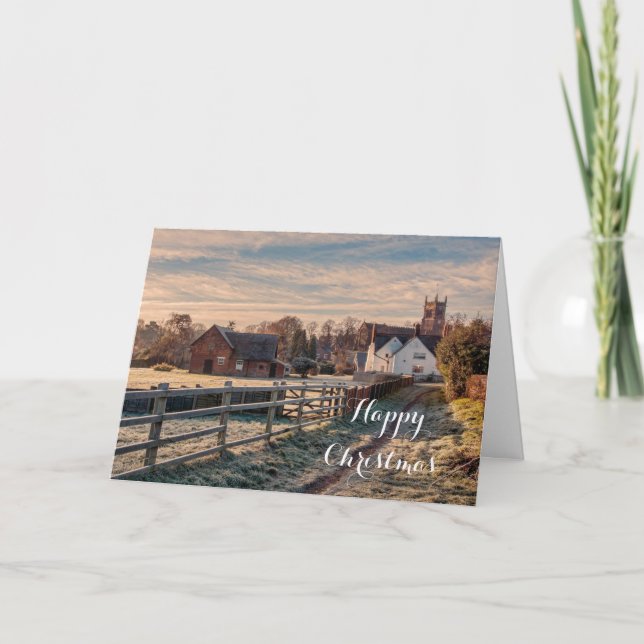 Cartão De Festividades Bonito cena rural de inverno (Frente)