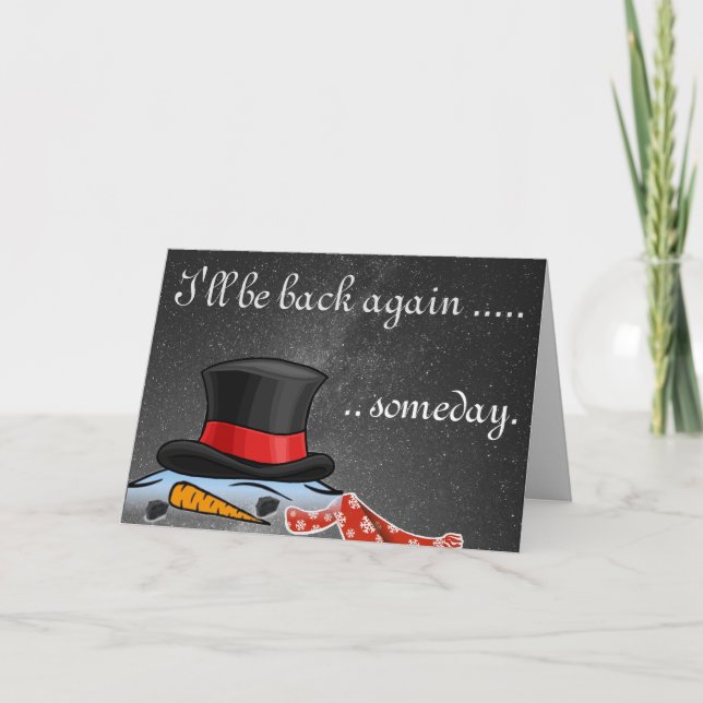 Cartão De Festividades Bonito derreteu Neve Velho Chapéu de Seda (Frente)