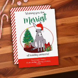 Cartão De Festividades Bonito Donkey Santa Hat Natal Personalizado