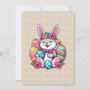 Cartão De Festividades Bonito e colorido coelho da Páscoa havaiana/tropic