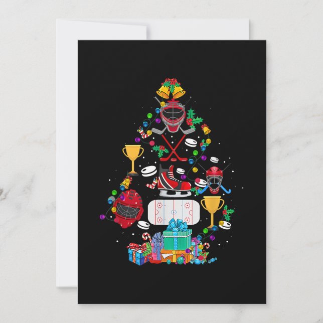 Cartão De Festividades Bonito Enfeites de natal de Hóquei Árvore Engraçad (Frente)