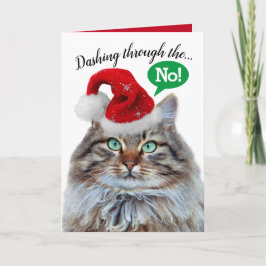 Cartão De Festividades Bonito Engraçado Passando Pelo Gato De Neve