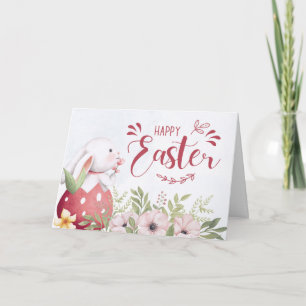Cartão De Festividades Bonito Felz pascoa Bunny Floral