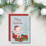 Cartão De Festividades Bonito Natal Macaco Red Santa Hat<br><div class="desc">Macaco-bebê natalino sazonal com Santa Hat e Cartão de Férias Verde e Vermelho contém</div>