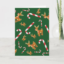 Bonito Natal Rudolph Candy Cane Padrão Verde