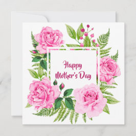Cartão De Festividades Bonito Rosas cor-de-água rosa Dia das Mães