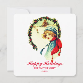 Cartão De Festividades Bonito Vintage Boy