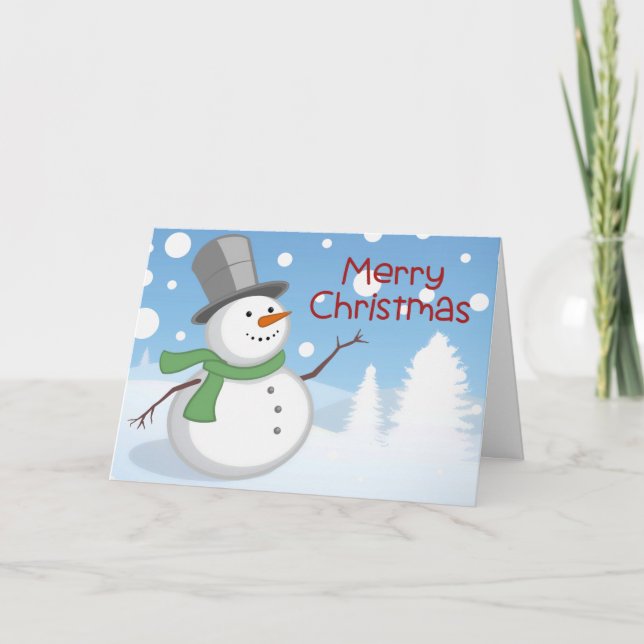 Cartão De Festividades Bonito Watercolor Snowman Feliz Natal Folheado (Frente)