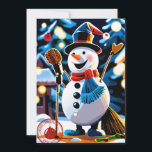 Cartão De Festividades Bonito Winter Snowman Feliz Natal Não Foto<br><div class="desc">Snowman</div>
