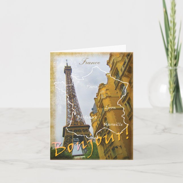 Cartão De Festividades Bonjour! (Frente)