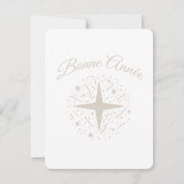 Cartão De Festividades Bonne Année : design argenté avec des étoiles