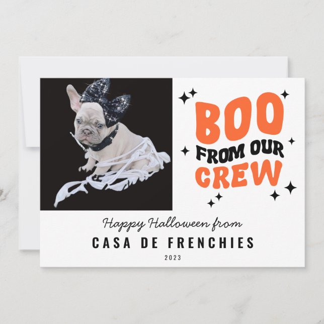 Cartão De Festividades Boo da Tripulação | Foto Moderna de Halloween com  (Frente)