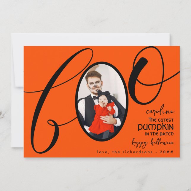 Cartão De Festividades Boo First Halloween Cutest Pumpkin Baby Foto 2 (Frente)