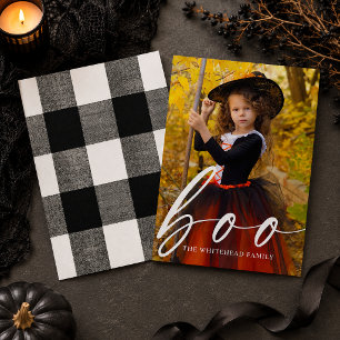 Cartão De Festividades Boo Roteiro Moderno Foto Personalizada Halloween