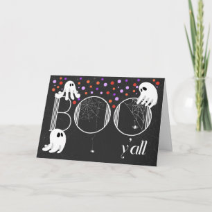 Cartão De Festividades BOO Yall Fantasmas Bolinhas e Aranhas Halloween