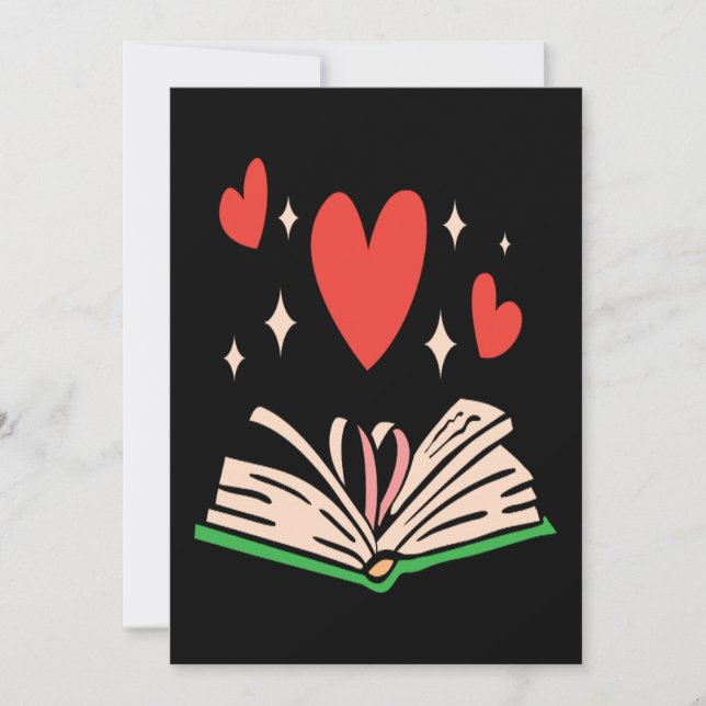 Cartão De Festividades Book Heart Clothing Her Gift Book Lover Valentines (Frente)