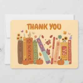 Cartão De Festividades Bookish Pumpkin Orange Yellow Flat Thank You Card