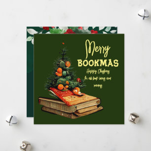 Cartão De Festividades Bookmas de feliz - Árvore de Livros de Natal